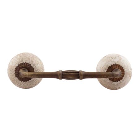 White Marble Ceramic Floral Bridge Handles 